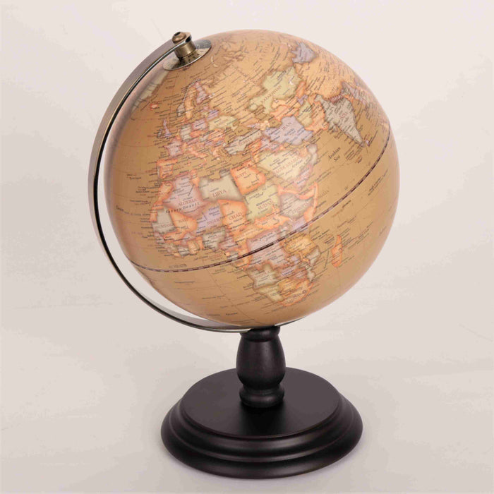 20cm Antique Wooden Base World Globe