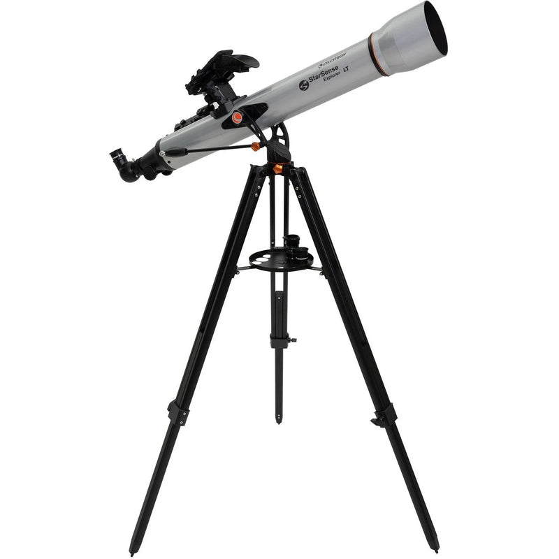 Telescope on a tripod with a white background