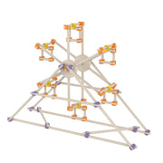 Mechanical model with white rods and colorful connectors on a white background from beaver