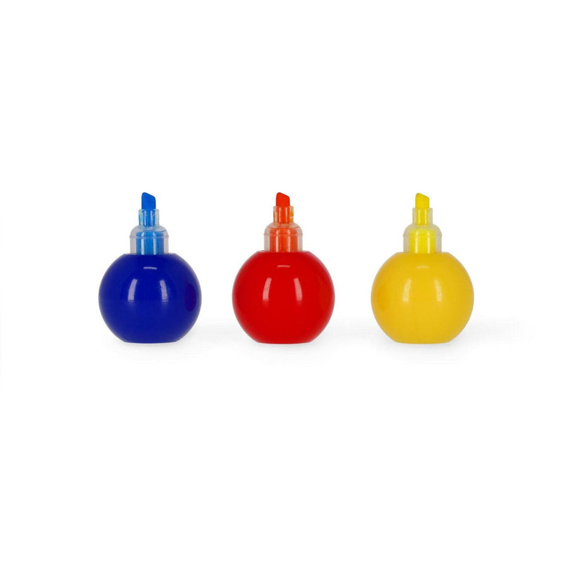 Three colorful bottles of different colors on a white background
