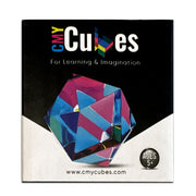 CMYCubes learning toy box set, featuring a colorful geometric cube on a black and white background with the text 'For Learning & Imagination' and 'AGES 5+'.