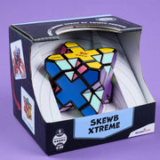 Skewb Xtreme puzzle toy in open packaging on a purple background