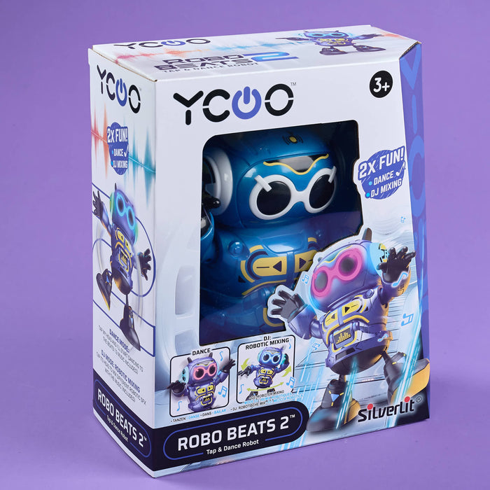 YCOO Robo Beats 2 toy packaging on a purple background