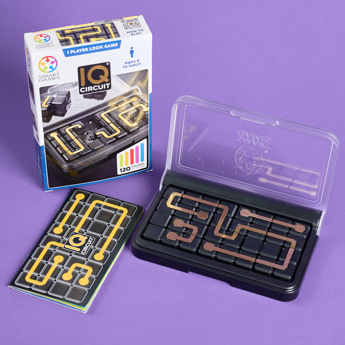IQ Circuit game set with packaging on a purple background