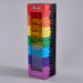 A tall rectangular display box for the CMY Cubes toy set, featuring a rainbow-colored stack of translucent cube-shaped compartments on the front, with a black side panel and the words "CMY Cubes" and 'Newton's Tower' visible.