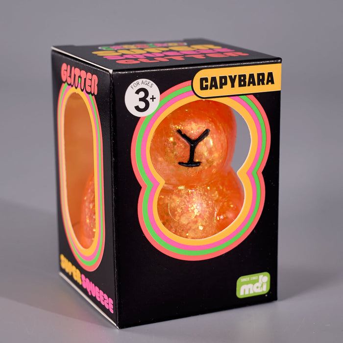 glitter capybara combines soft, tactile comfort with shimmering sparkle that catches the light beautifully.