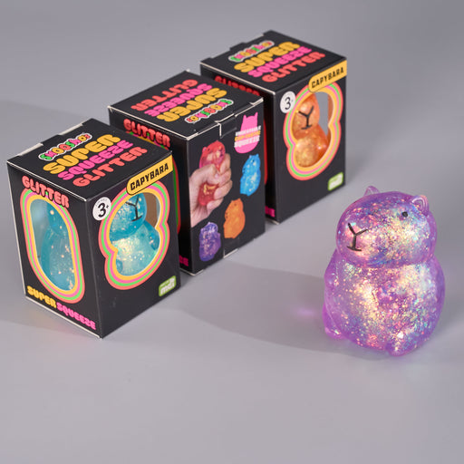 glitter capybara combines soft, tactile comfort with shimmering sparkle that catches the light beautifully.