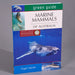 The front cover of the book 'Green Guide Marine Mammals of Australia' by Nigel Marsh, featuring a large humpback whale in blue ocean water, with smaller images of a seal, a dugong, and a dolphin. The book is shown standing upright against a neutral gray background.