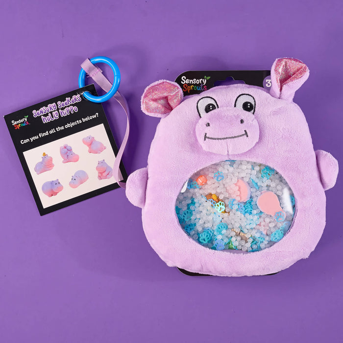 sensory seekers holy hippo on a purple background