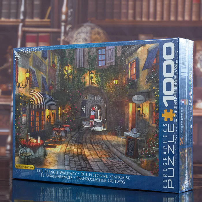 Eurographics puzzle box for 'The French Walkway' puzzle with a scenic street design.