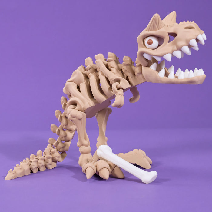 Carontaurus bones skeleton professor plums on a purple background