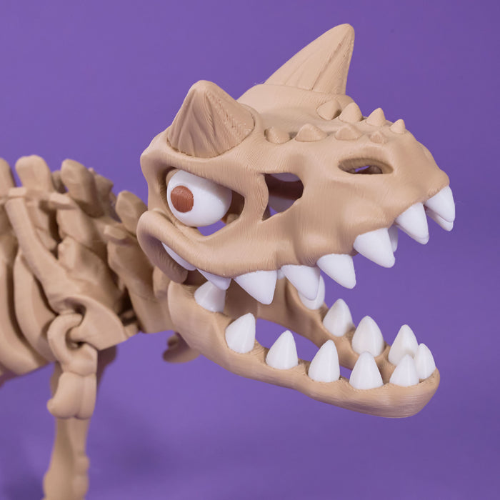 Carontaurus bones skeleton professor plums on a purple background