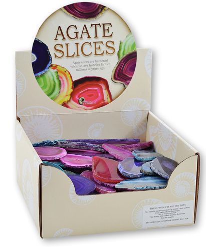 Agate Slices Colourful Gemstones in box