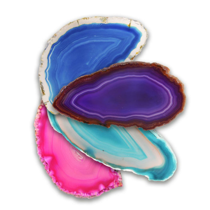 Agate Slices Colourful Gemstones Fanned Out Display