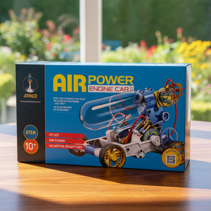 Box of Johnco Air Power Engine Car kit on a white background