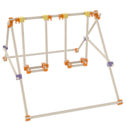 Simple mechanical model with a lever and pulley system on a white background from beaver