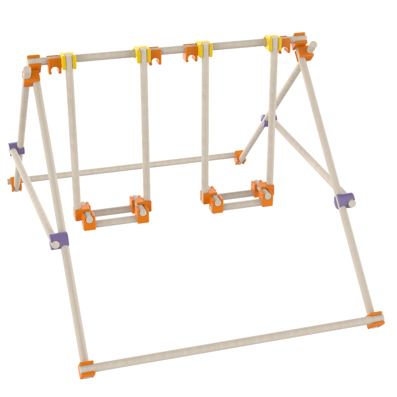 Simple mechanical model with a lever and pulley system on a white background from beaver