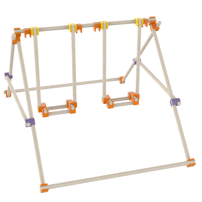 Simple mechanical model with a lever and pulley system on a white background from beaver