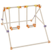 Simple mechanical model with a lever and pulley system on a white background from beaver