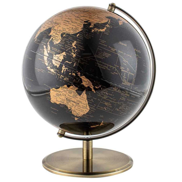 Black and Gold World Globe 25cm