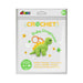 Crochet baby stegosaurus keychain kit packaging by Avenir on a white background