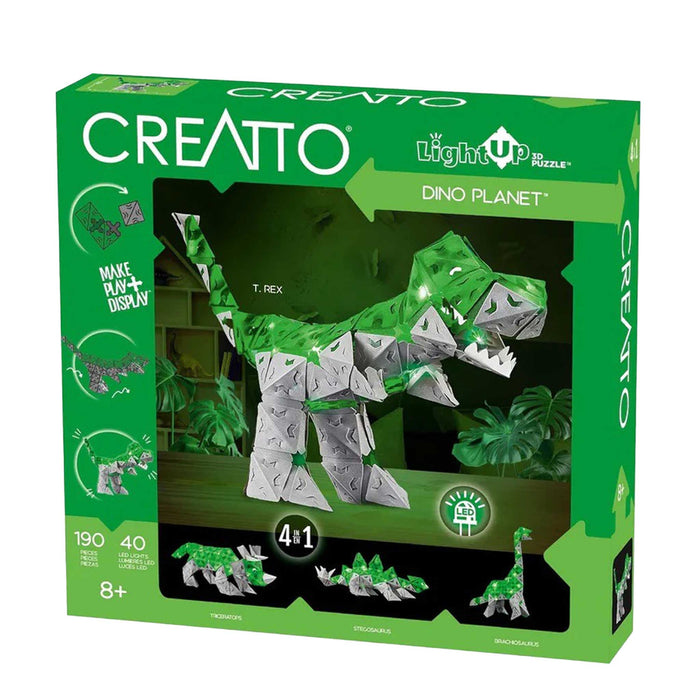 CREATTO dinosaur toy set packaging with T-Rex model on a white background