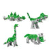 CREATTO dinosaur toy set packaging  Set of green and gray dinosaur models on a white background