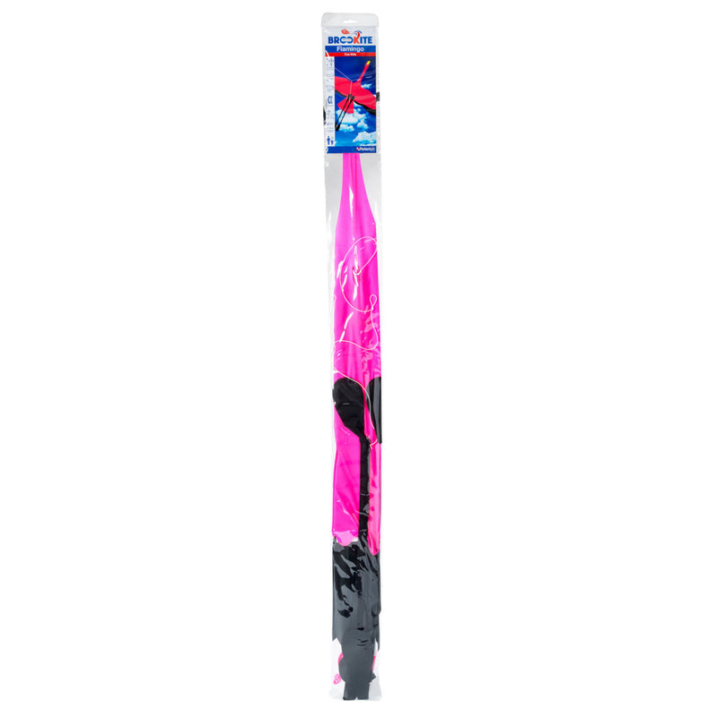 Pink and black ski with packaging on a white background