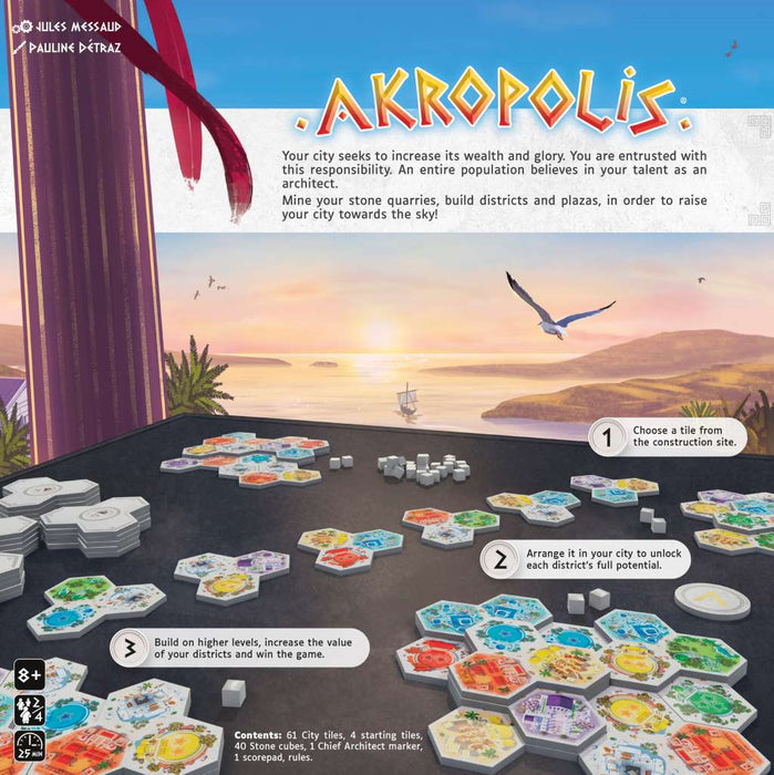 Akropolis Board Game Back of package