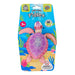 Package of a pink turtle-shaped fidget toy with ocean-themed design