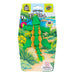 Toy alligator in packaging with a colorful background