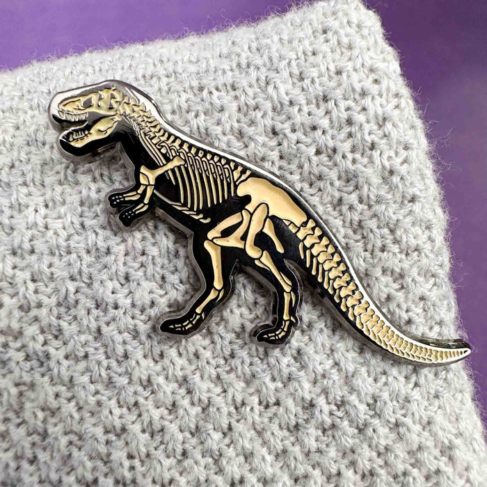 Tyrannosaurus Glowing Dinosaur Skeleton Enamel Pin