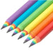 Set of colorful pens with rainbow-tipped caps on a white background