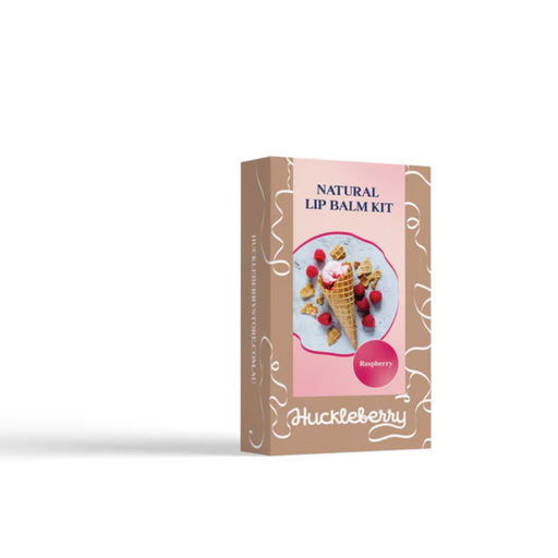 Huckleberry lip balm raspberry front packaging