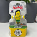 AUSTRALIA Foosbots Rivals toy packaging with a yellow and green toy figure on a white surface.
