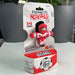 Red and white toy figure of canada in packaging with 'Foosbots Rivals' branding on a neutral background.
