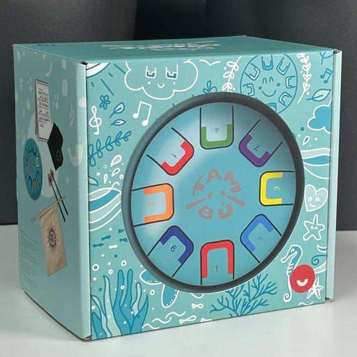 Introduce your little one to rhythm and colour with the Baby Decorative box with colorful letter designs on a blue background