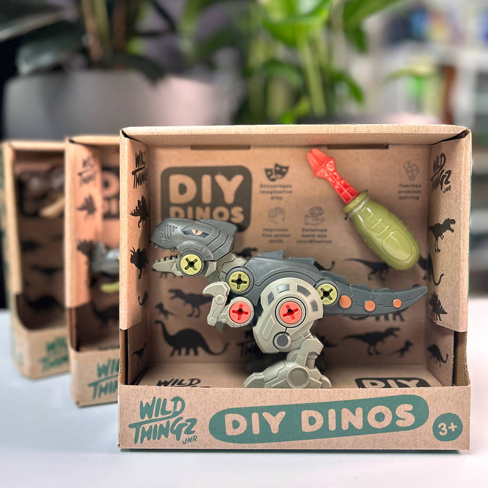 DIY Dino TRex Wild Things Toy dinosaur set in a 'DIY Dinos' packaging with 'Wild Things Jr.' branding.