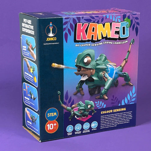 KAMEO toy packaging on a purple background