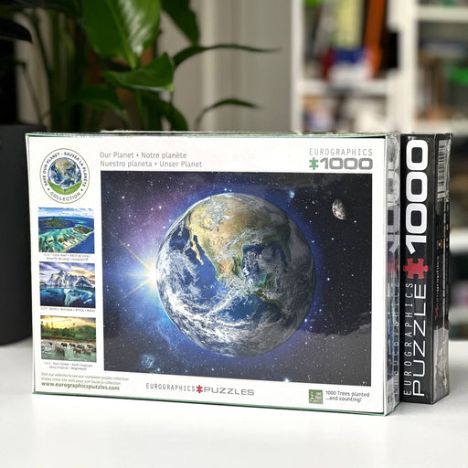 Europressions puzzle box with Earth illustration on a white surface