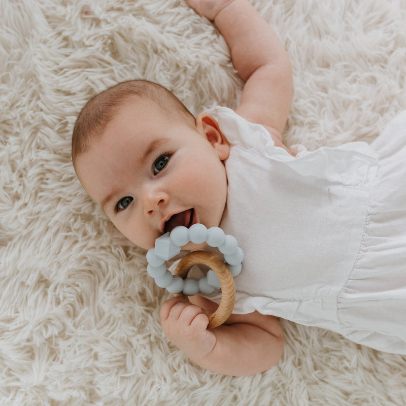 Moon Teething Toy Soft Blue