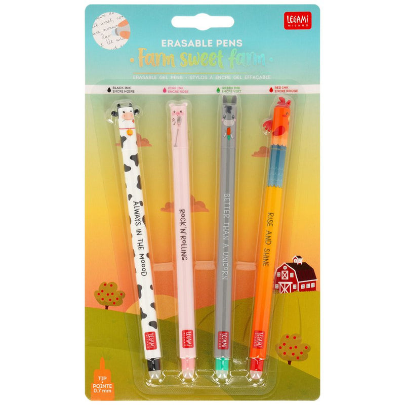 Set 4 Erasable Pens Farm Sweet Farm