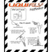 An instructional graphic for the Liquify FizzRocket craft, showing step-by-step directions on how to launch the rocket with illustrations and text instructions on a white background with black and orange branding.
