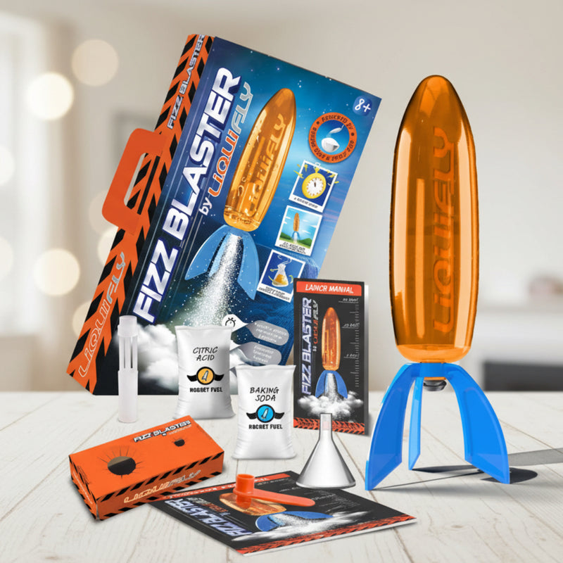 Fizz Blaster by Light fury toy rocket set with packaging and accessories on a light background