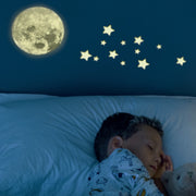 Adhesive Glow in the Dark Moon Wall Sticker sleeping