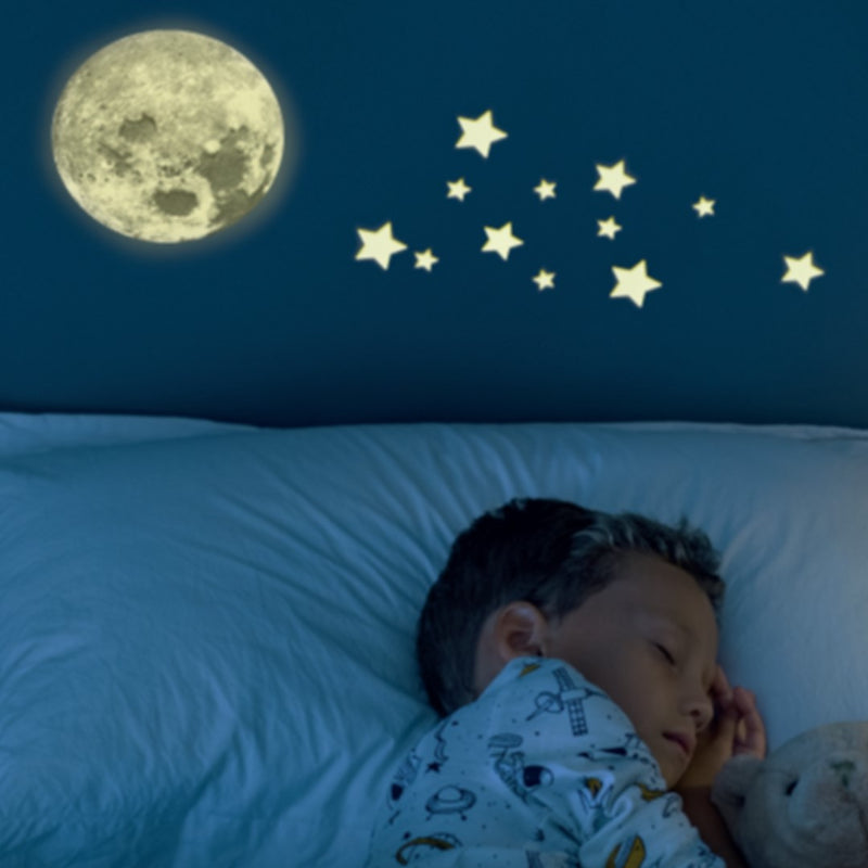 Adhesive Glow in the Dark Moon Wall Sticker sleeping