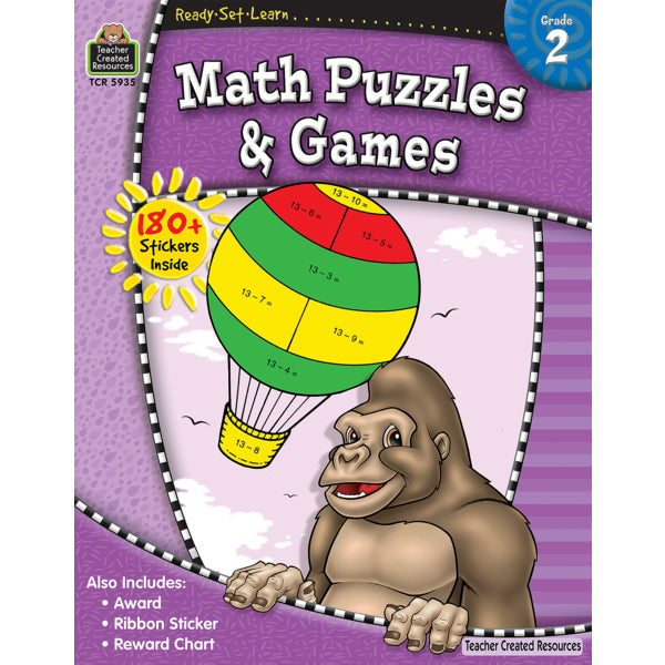 Math Puzzles and Games Ready Set Learn Book Grade 2