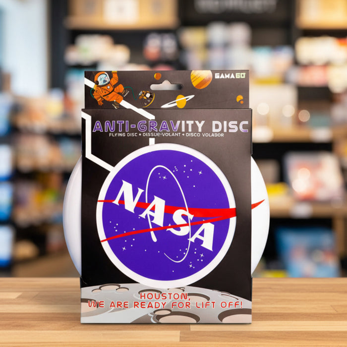 Anti-gravity disc with NASA branding on packaging