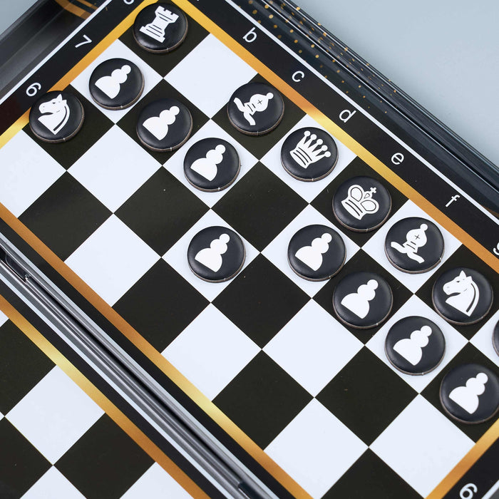 Magnetic Chess in Metal Trave