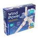 Box of a wind power STEM experiment kit with a wind turbine design on a blue background.
